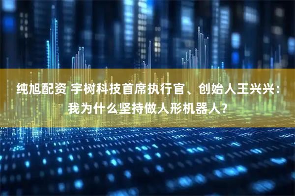 纯旭配资 宇树科技首席执行官、创始人王兴兴：我为什么坚持做人形机器人？